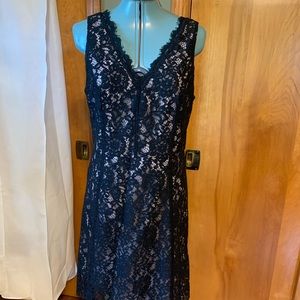 Lace black dress with nude underlining